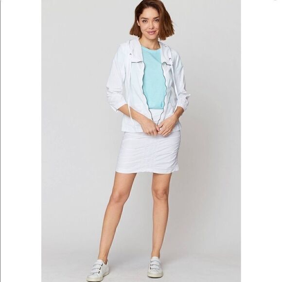 XCVI Cotton White 3/4 Sleeve Women’s Hooded Jacket - Picture 2 of 9